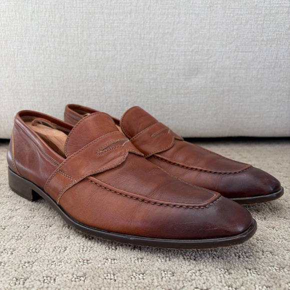 Donald J Pliner Italian Leather Penny Loafers Men‎ US 9.5M Brown Made in Italy main image 15